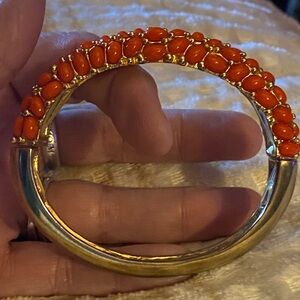 Elegant Gold tone and  coral Beaded Bracelet